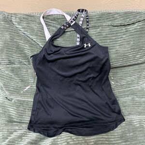 Under Armour Black Tank with Branded Crossback Straps